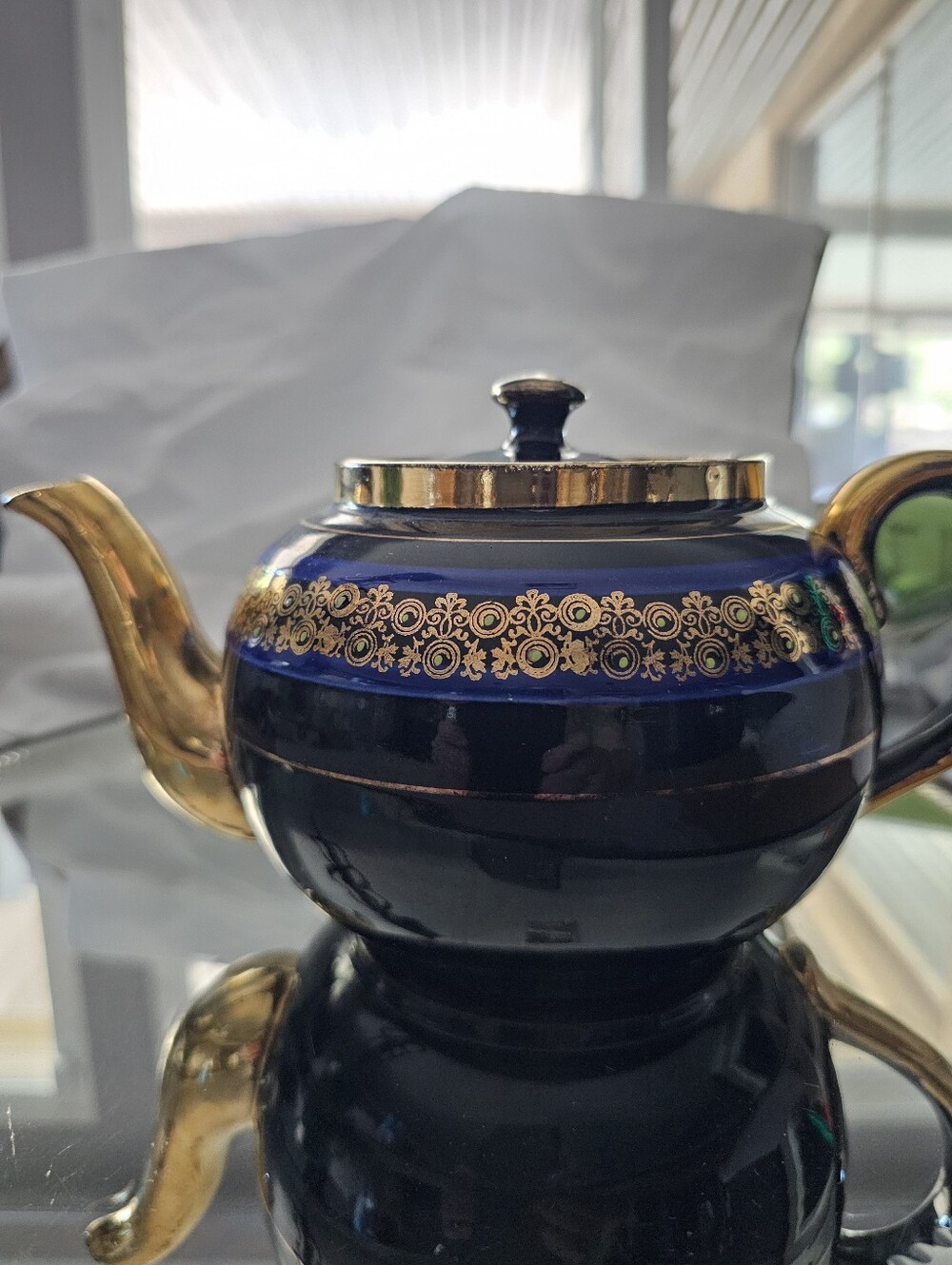 Art Deco HTF  Beautiful SadlerCobalt  Blue Ceramic Piece with Gold Accents